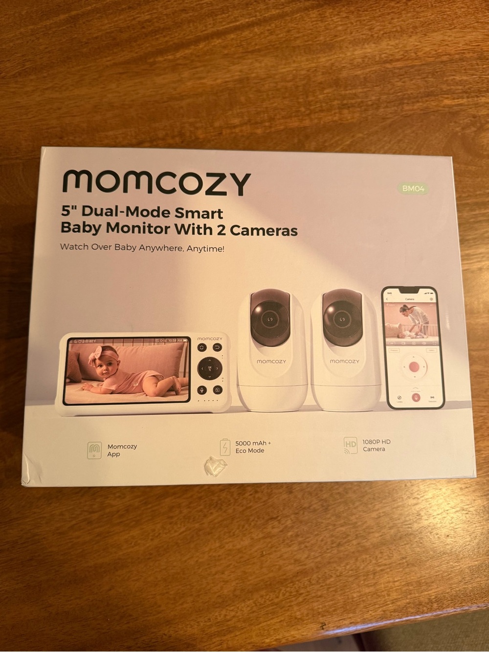 Momcozy 5" Dual-Mode Smart Baby Monitor with 2 Cameras - White